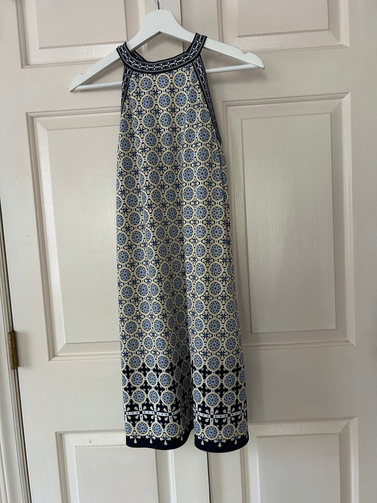 Max Studio Dresses & Skirts - Navy and Cream Halter Neck Printed Dress